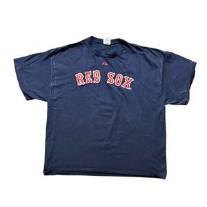 Red Sox #1 DAD MAJESTIC navy & red t shirt casual cotton men’s 2X gift fathers